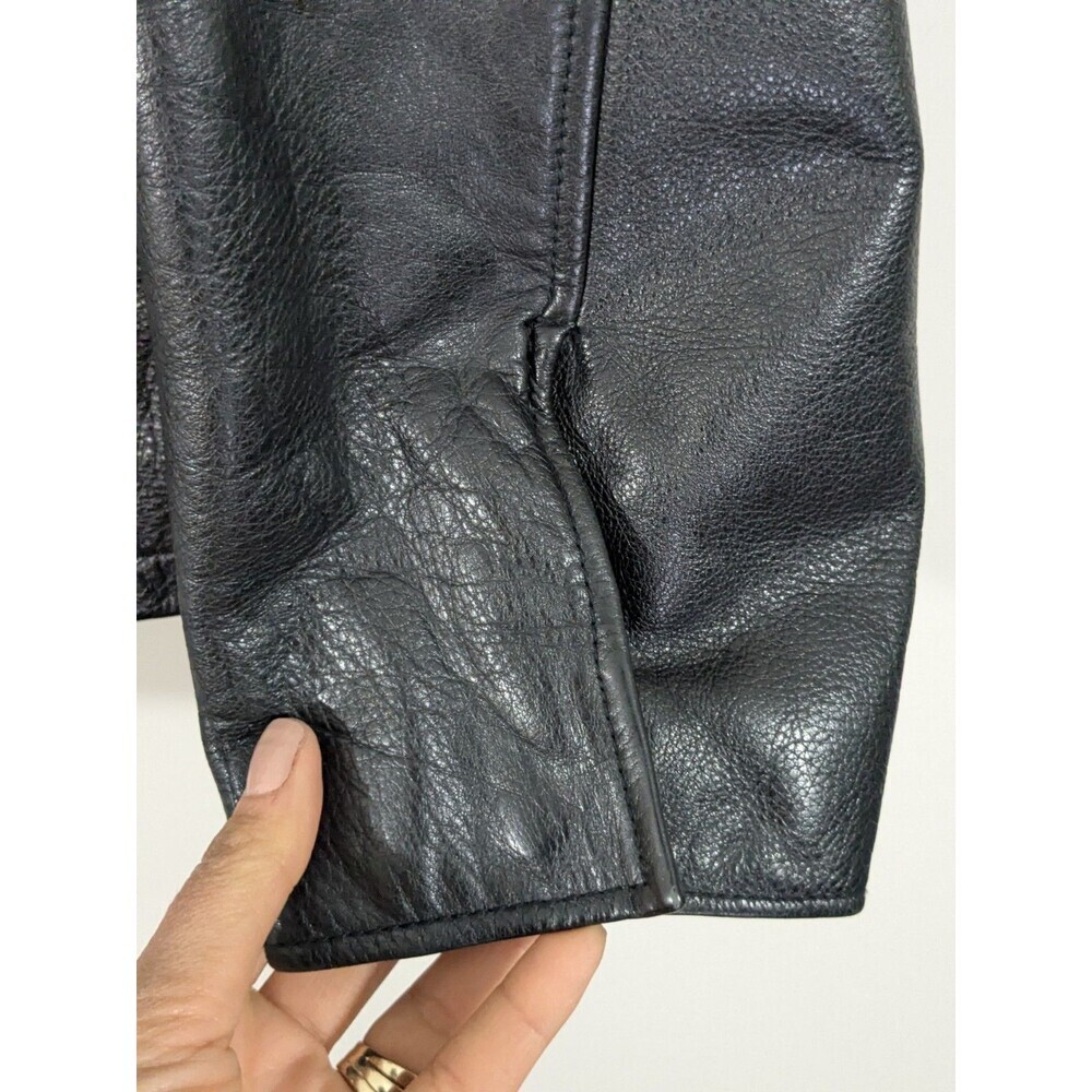 Vintage Wilsons Leather Men's M Motorcycle Jacket Black Leather Cafe Racer Zip - Picture 8 of 16
